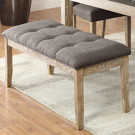 Contemporary Upholstered Dining Bench with Button Tufting